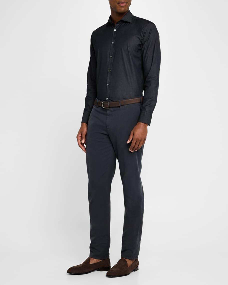 Mens Solid Chambray Sport Shirt Product Image