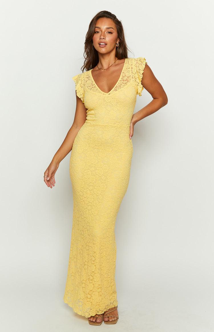 Blake Yellow Lace Maxi Dress Product Image