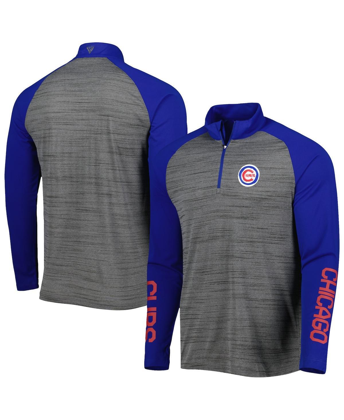 Men's Levelwear Heather Gray Chicago Cubs Vandal Raglan Quarter-Zip Top, Size: Small, Grey Product Image