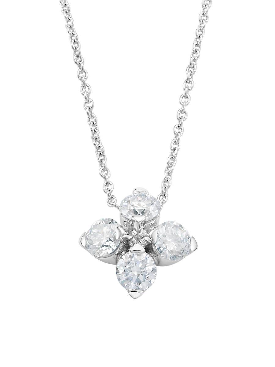 Womens Love In Verona 18K White Gold & Diamond Flower Pendant Necklace Product Image