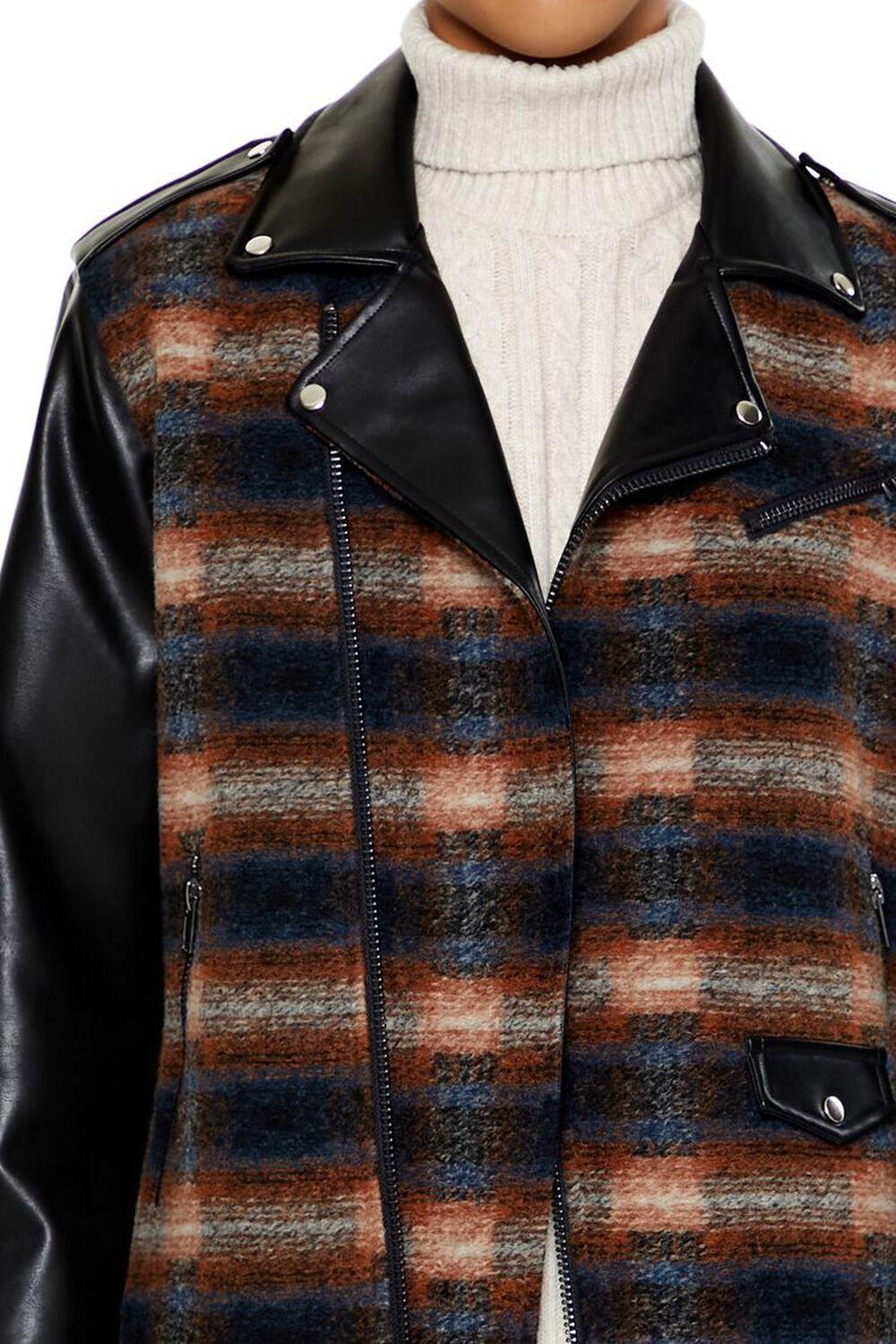Plaid Faux Leather Moto Jacket | Forever 21 Product Image