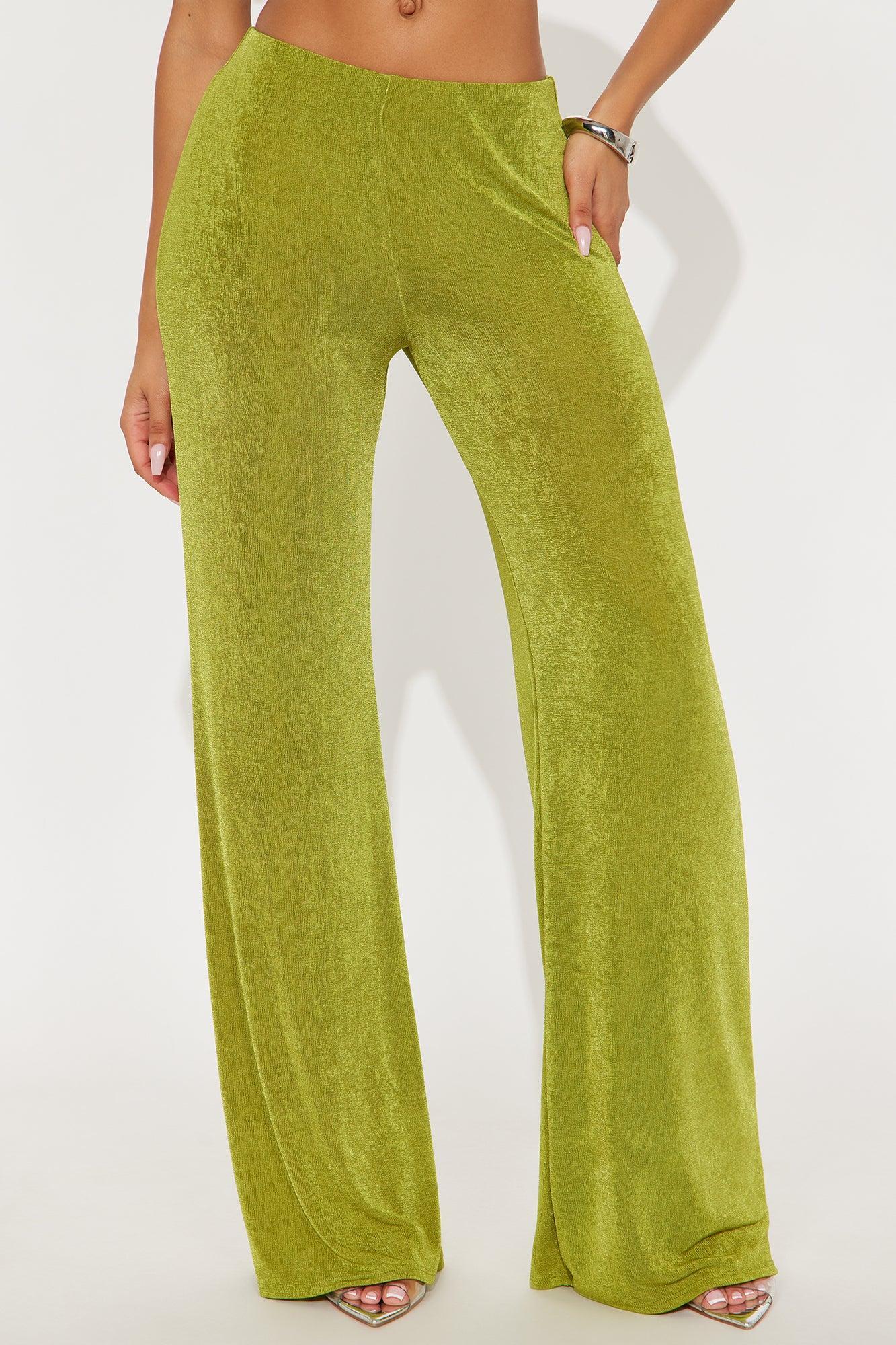 Not Your Average Slinky Wide Leg Pant 32″ - Chartreuse Product Image
