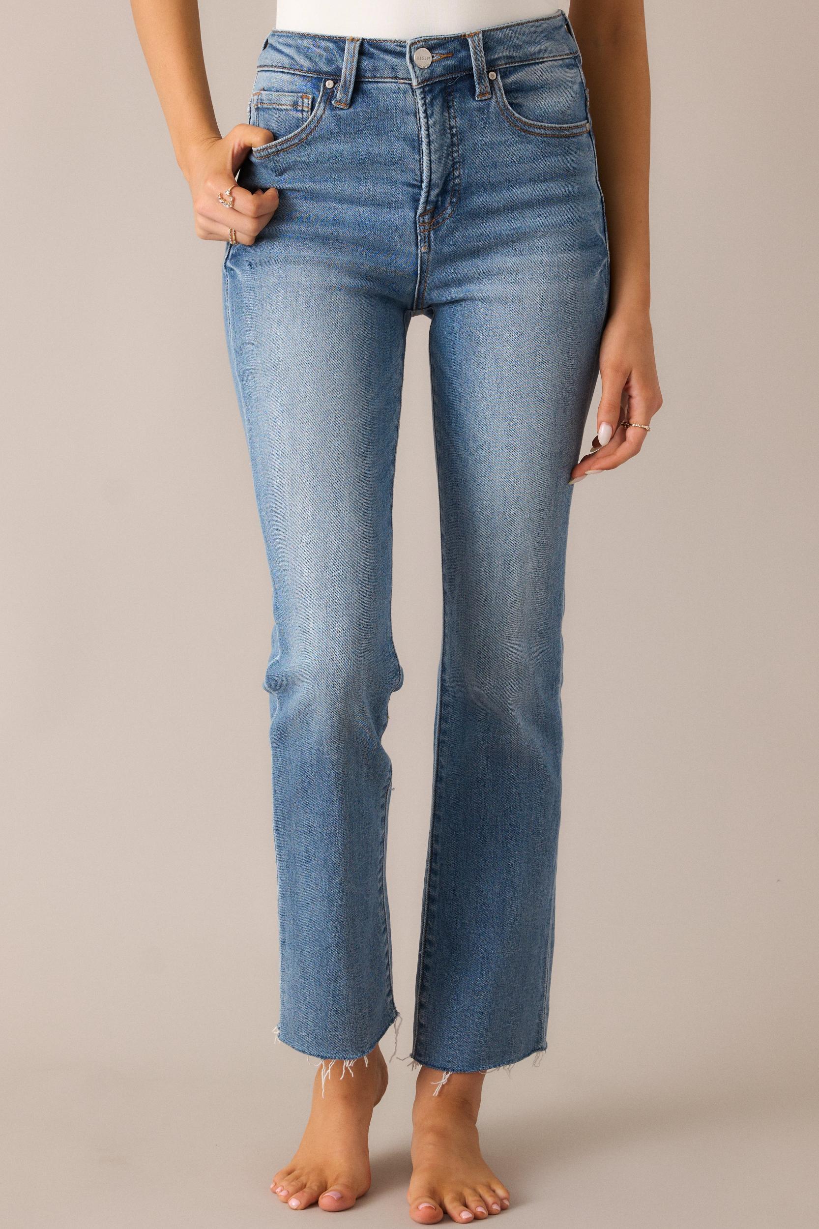 Push The Limit Medium Wash Straight Leg Jeans Product Image