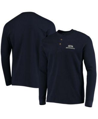 Mens Dunbrooke Seattle Seahawks Logo Maverick Thermal Henley Long Sleeve T-Shirt Blue Product Image