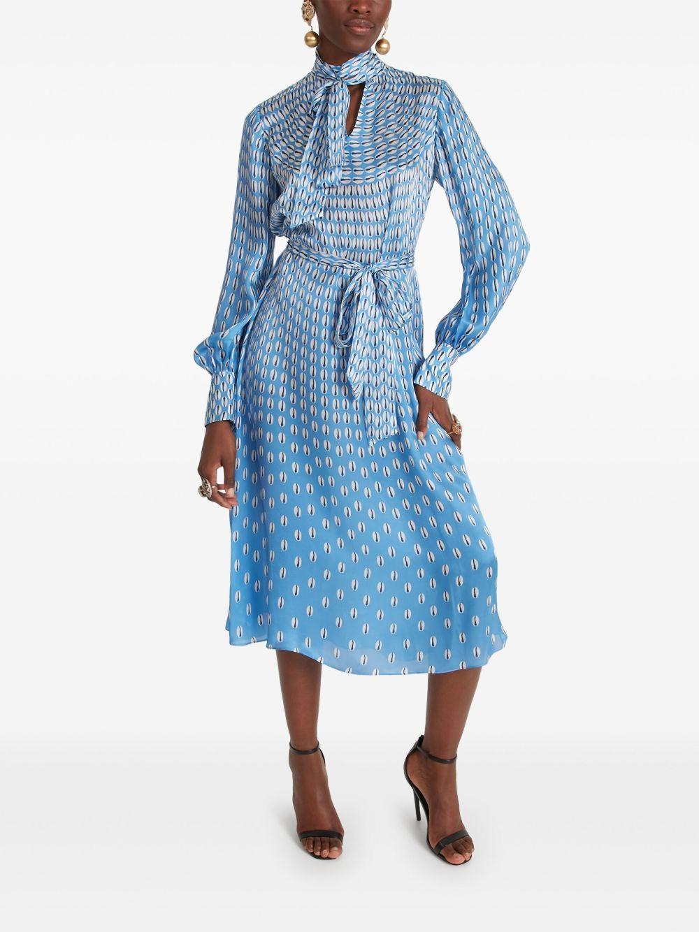 Cowrie print tie-neck midi dress Product Image
