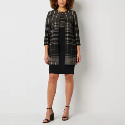 Danny & Nicole Womens Plaid Jacket Dress Product Image