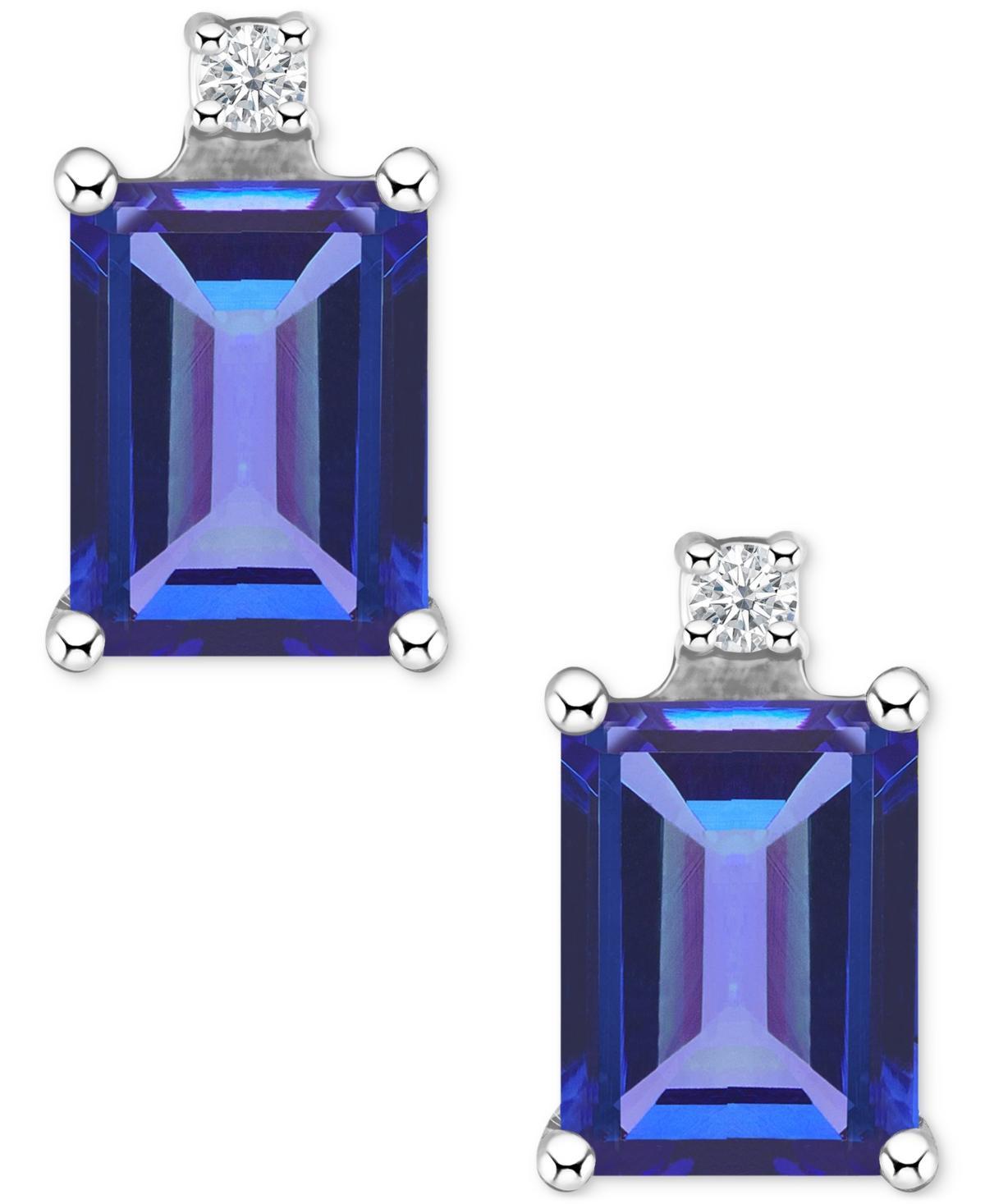 Celebration Gems 14k Gold Emerald Cut Ruby & Diamond Accent Stud Earrings, Women's, 14k Whgold Product Image