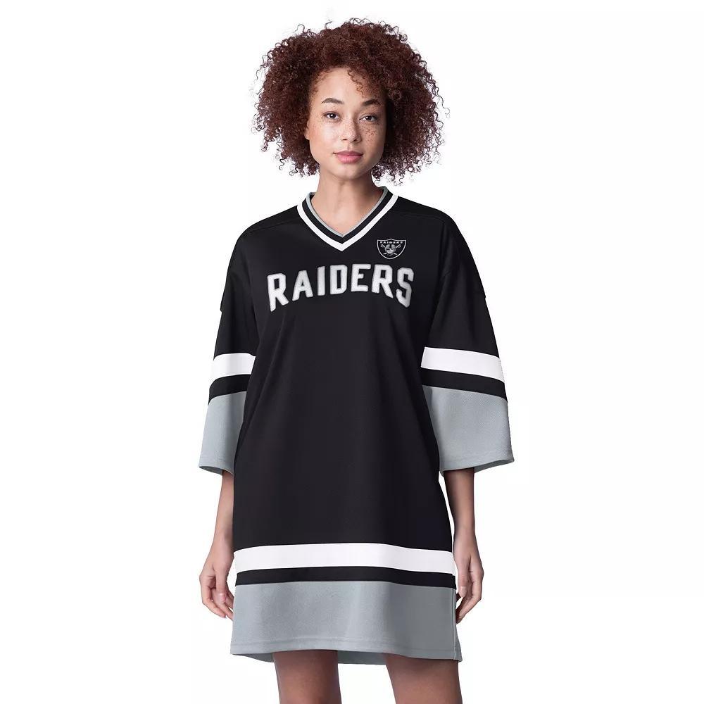 Womens Starter Black Las Vegas Raiders Slap Shot 3/4 Sleeve Sneaker Dress Product Image