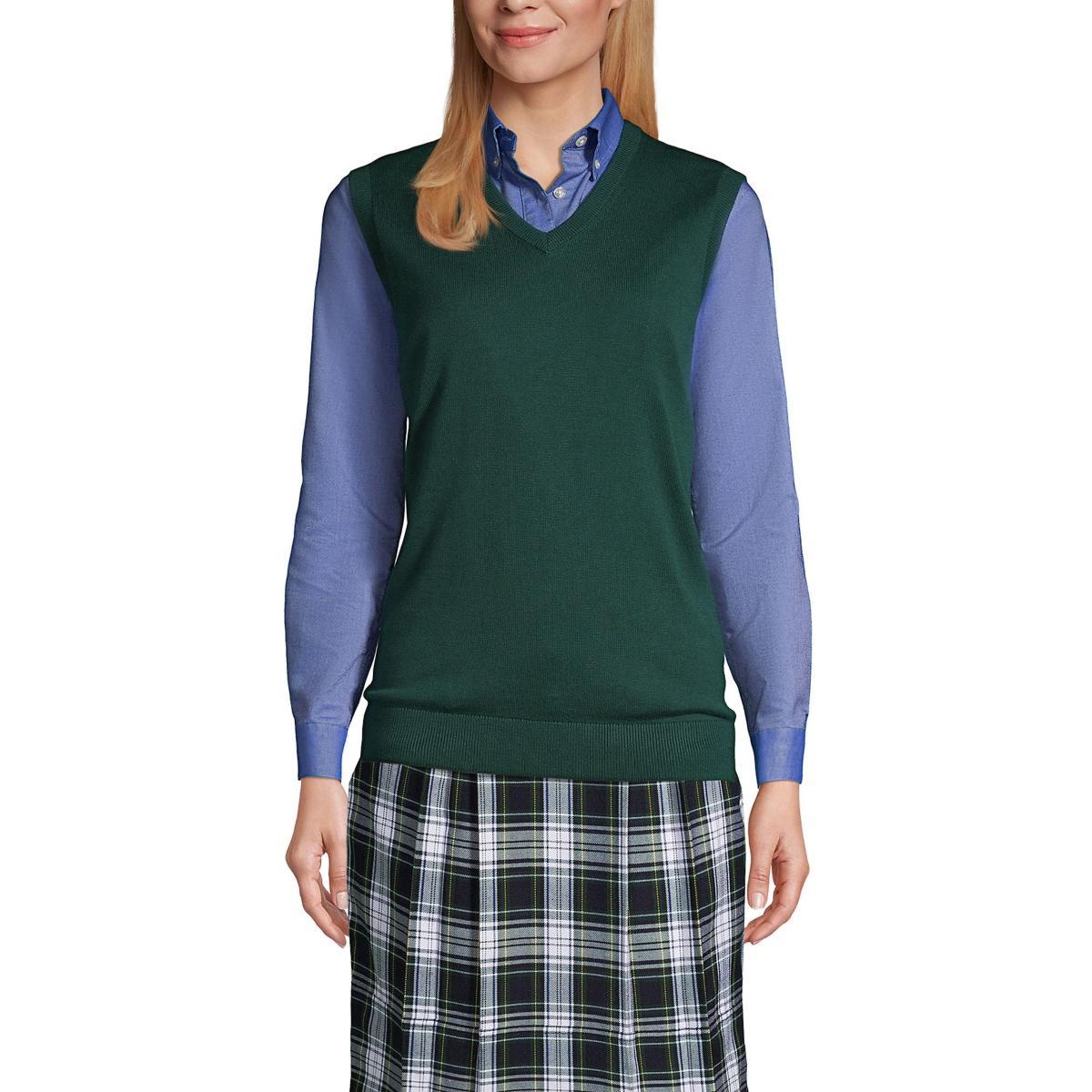 Women's Lands' End Cotton Modal Fine Gauge Sweater Vest, Size: Small, Classic Blue Product Image