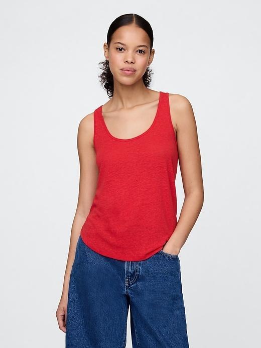 Linen-Blend Racerback Tank Top Product Image