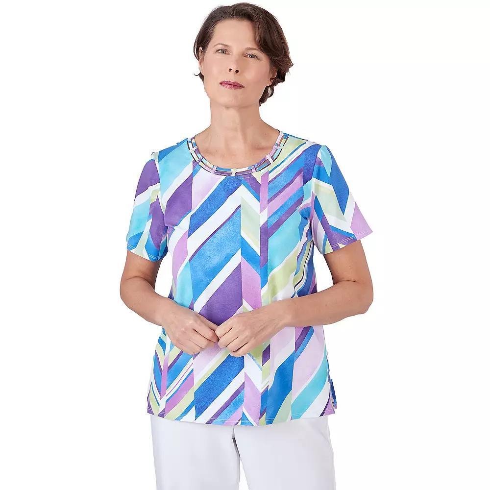 Womens Alfred Dunner Double Strap Broken Chevron Tee Product Image