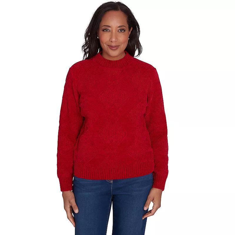 Women's Alfred Dunner Chenille Diamond Turtleneck Sweater, Size: XL, Ivory Product Image