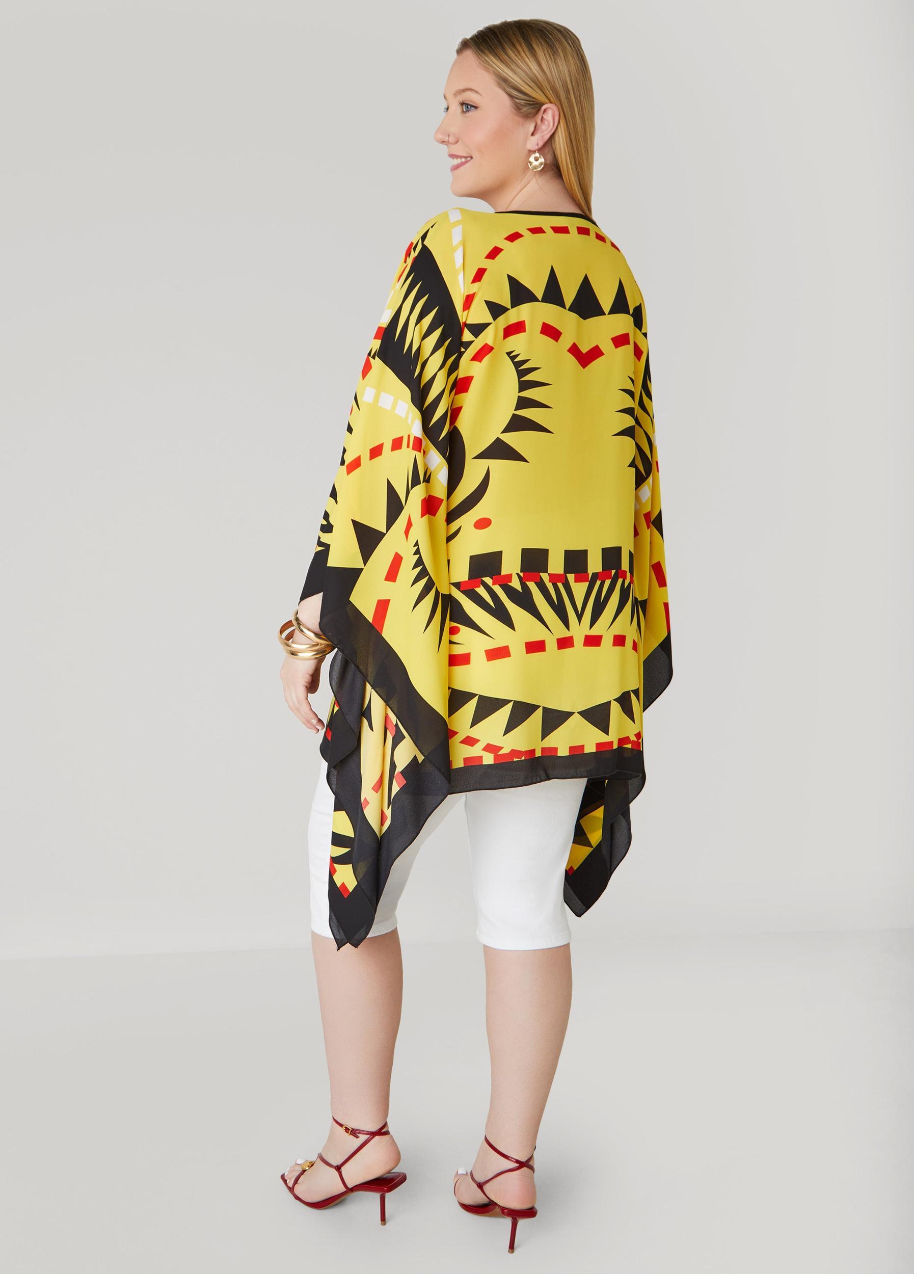 Printed V Neck Poncho Product Image