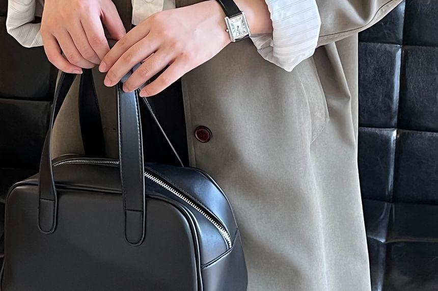 Collar Plain Midi Single-Breasted Coat Product Image