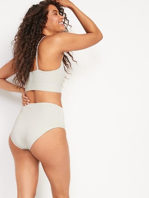 High-Waisted Ribbed Bikini Swim Bottoms Product Image