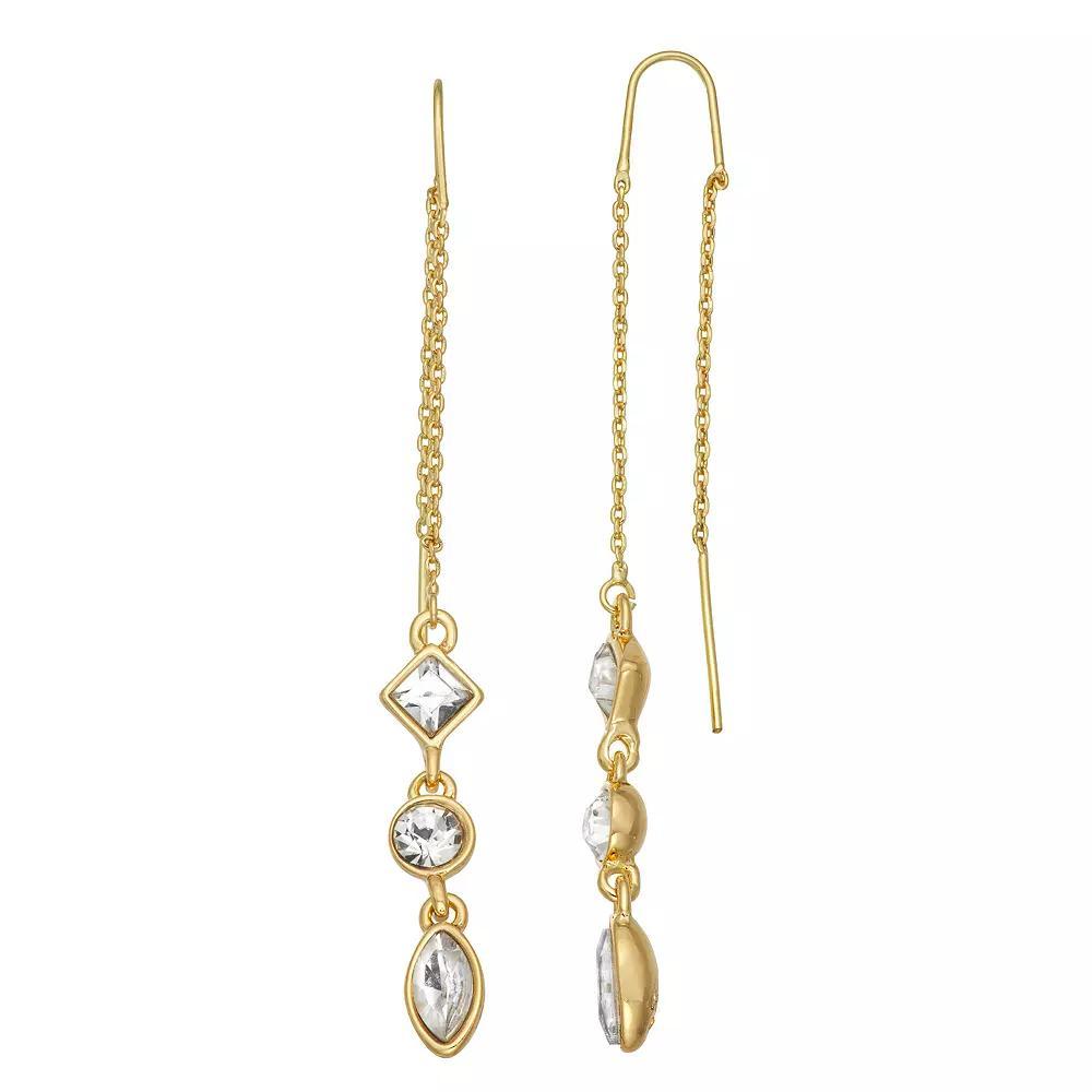 Nine West Gold Tone Threader Earrings, Women's, Clear Product Image