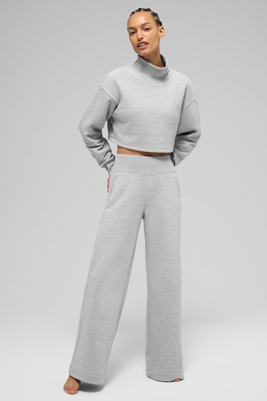 Serenity Wide Leg Sweatpant - Athletic Heather Grey Product Image