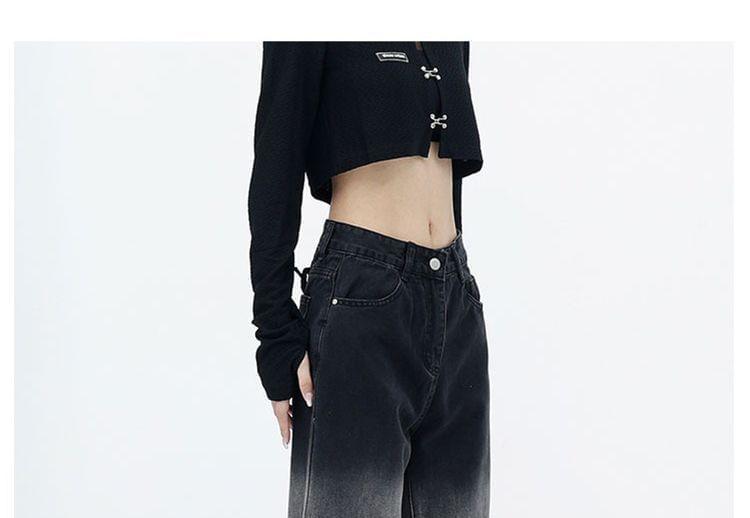 High Waist Washed Wide Leg Jeans Product Image