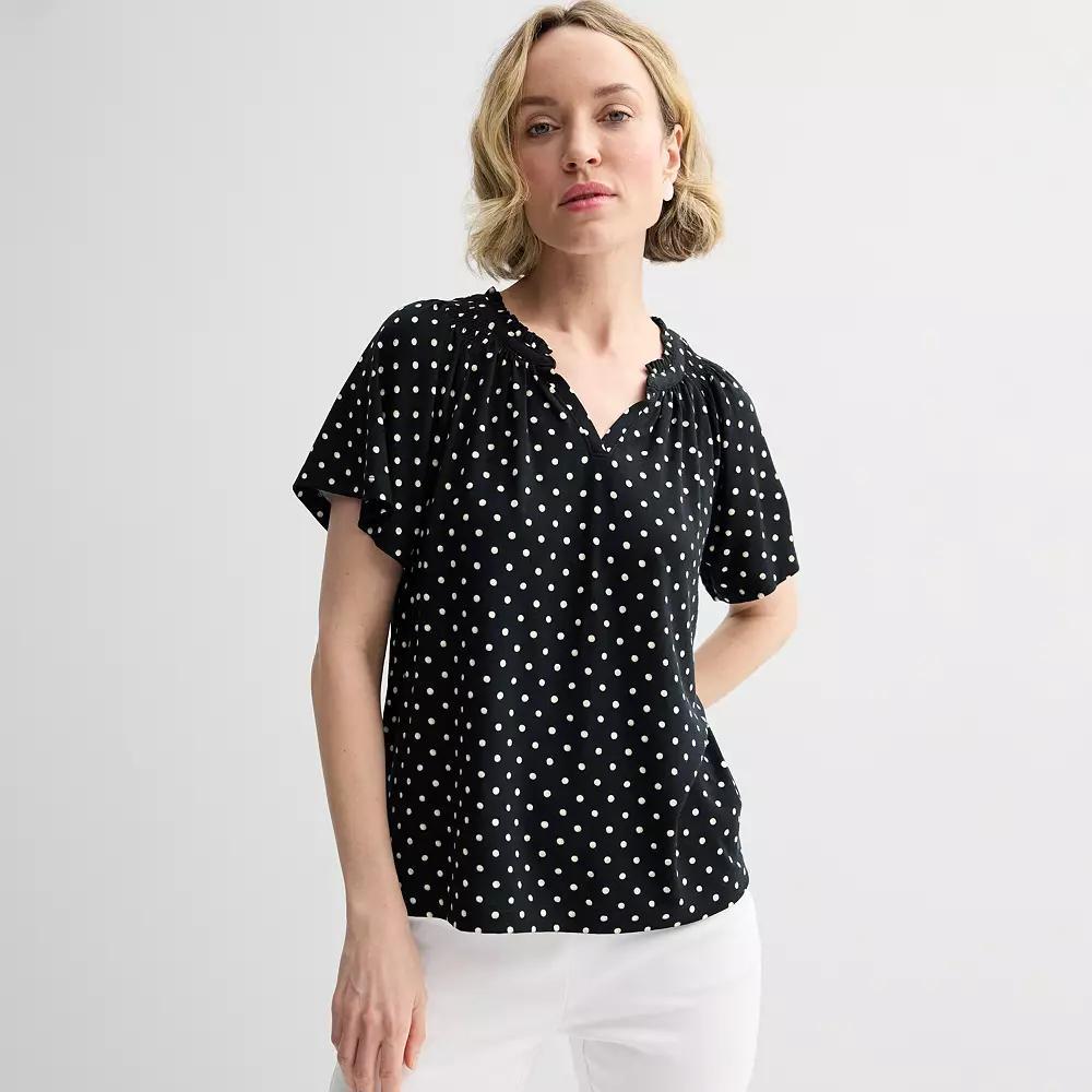 Women's Croft & Barrow® Smocked Raglan Top, Size: Small, Blue Crafted Garden Product Image