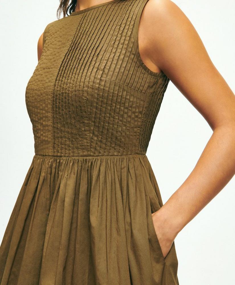 Pintucked Fit-And-Flare Sleeveless Dress In Cotton Product Image