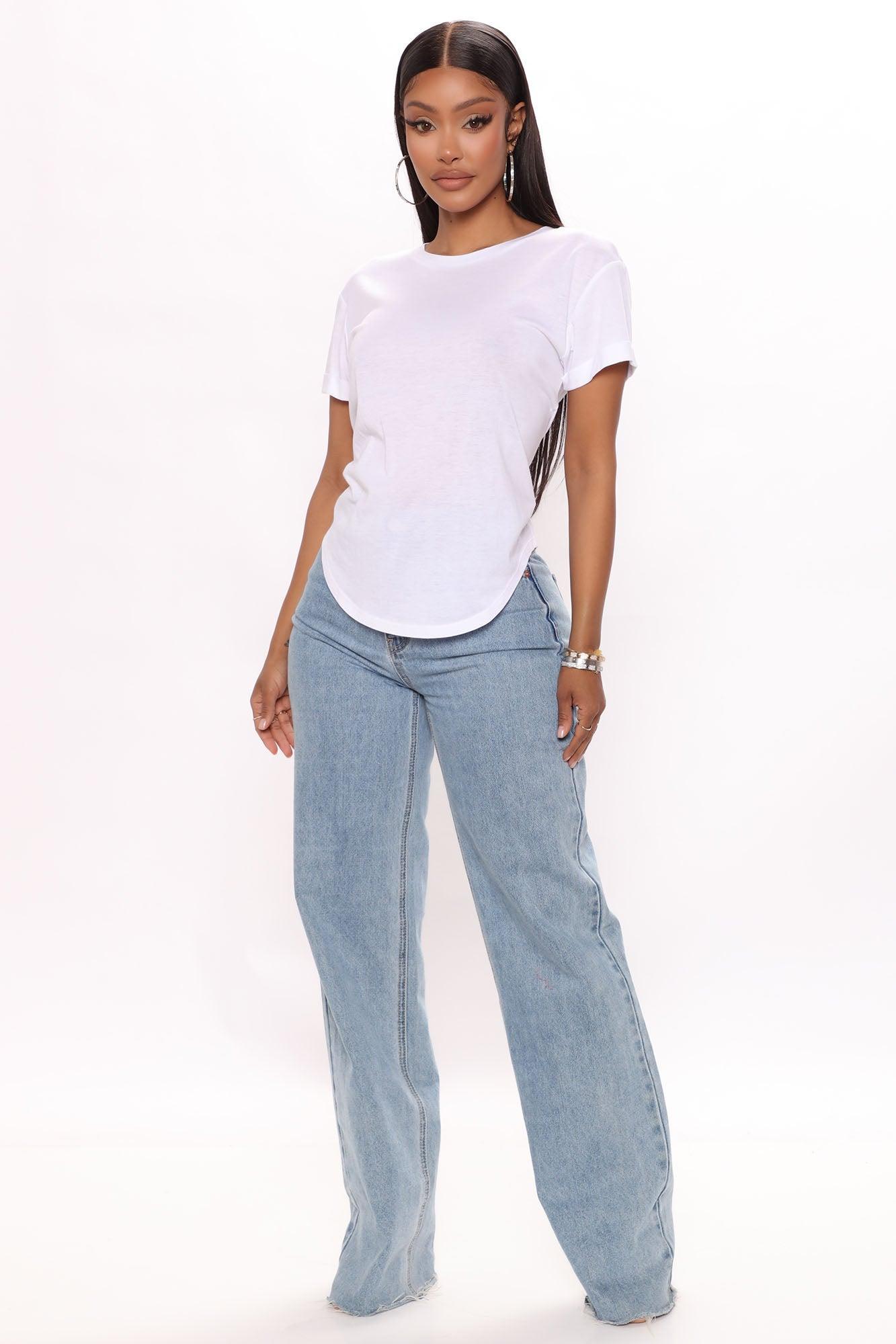 Annie Cuffed Short Sleeve Top - White Product Image
