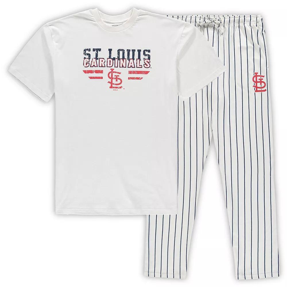 Men's Concepts Sport White/Navy St. Louis Cardinals Big & Tall Pinstripe Sleep Set, Size: 5XLT Product Image