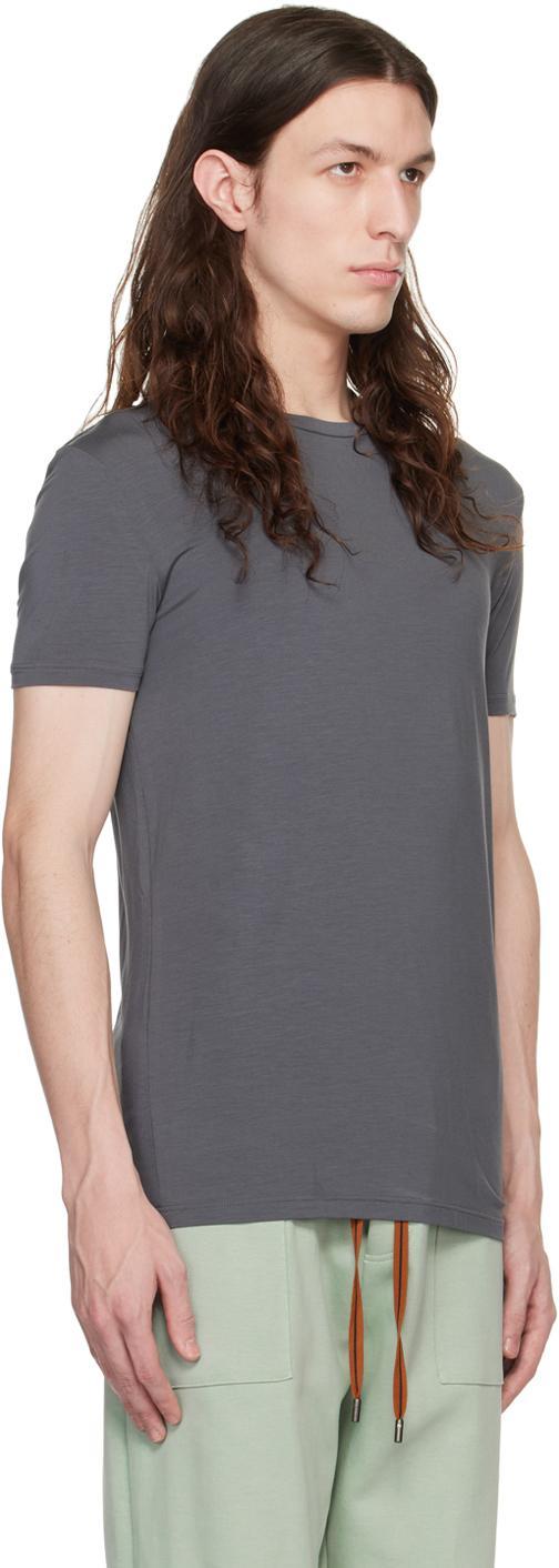 ZEGNA Gray Crewneck T-shirt In Grau Product Image