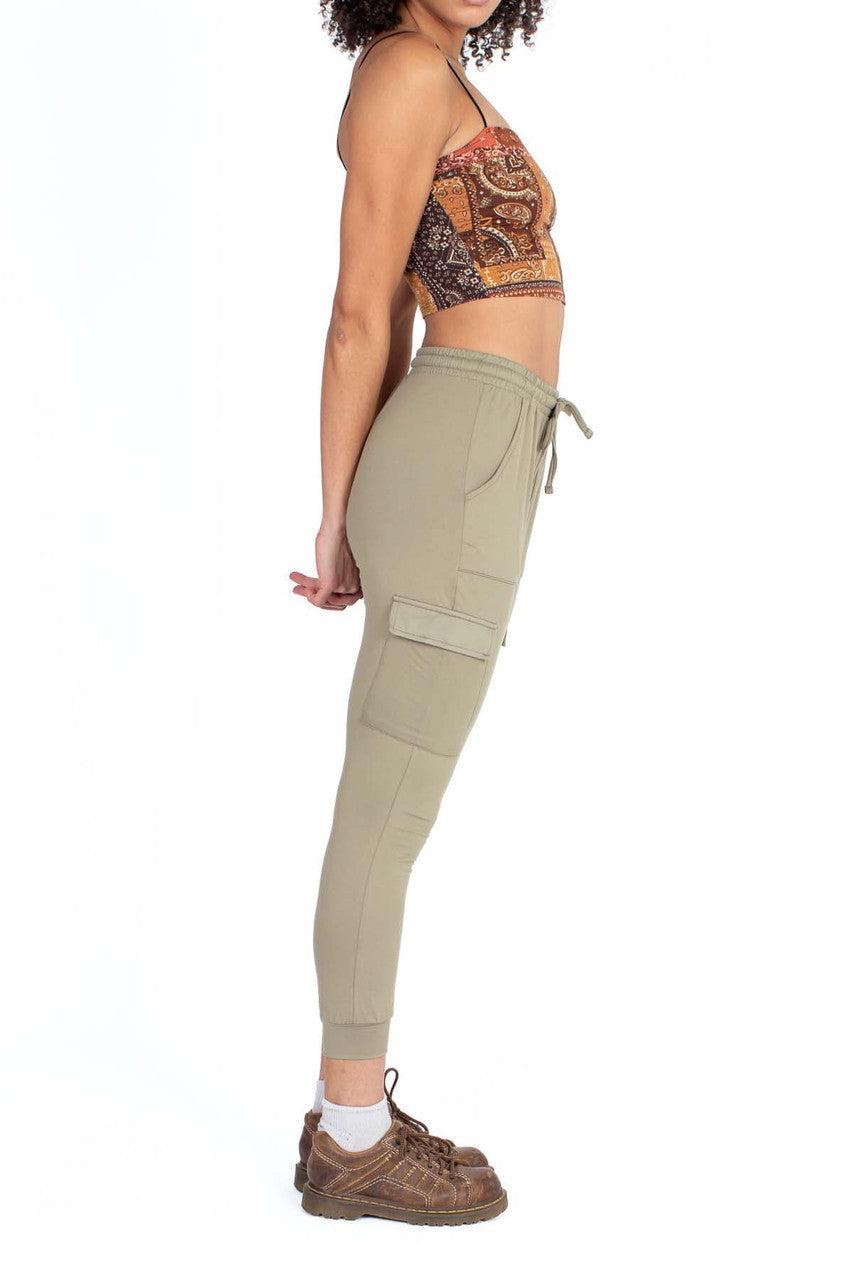 Army Green Cargo Pocket Lined Joggers Product Image