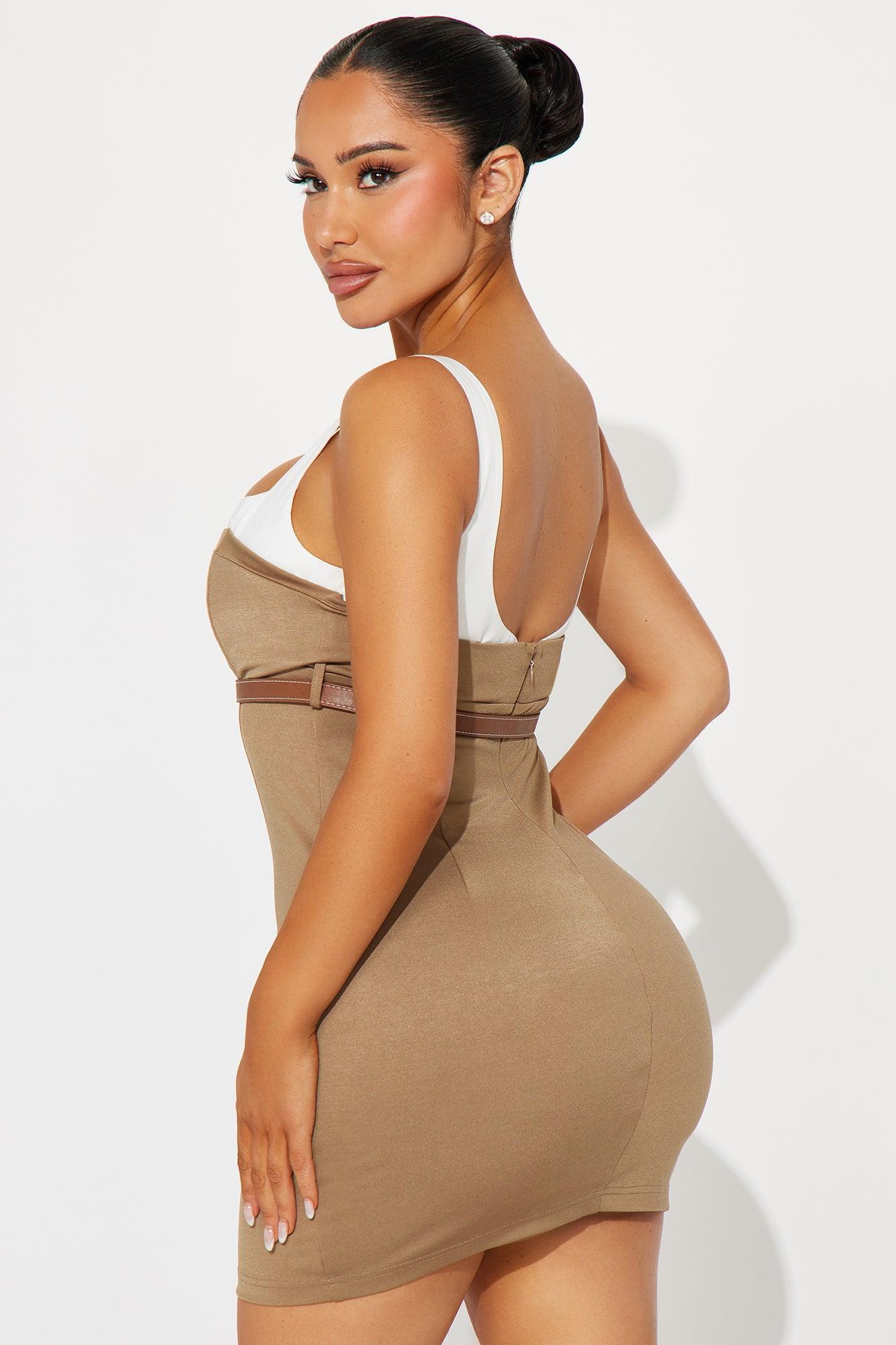 Over Achiever Mini Dress - Tan Product Image