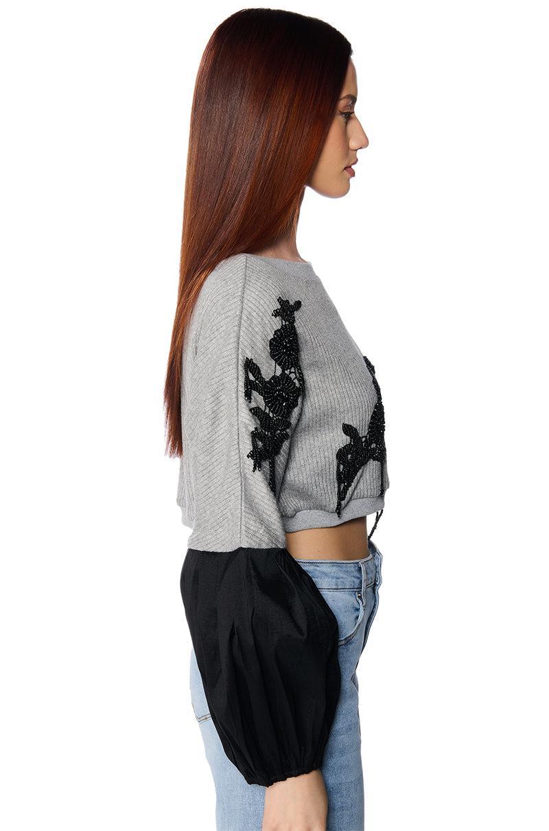WISH YOU WELL LONG SLEEVE EMBROIDERED SWEATER Product Image