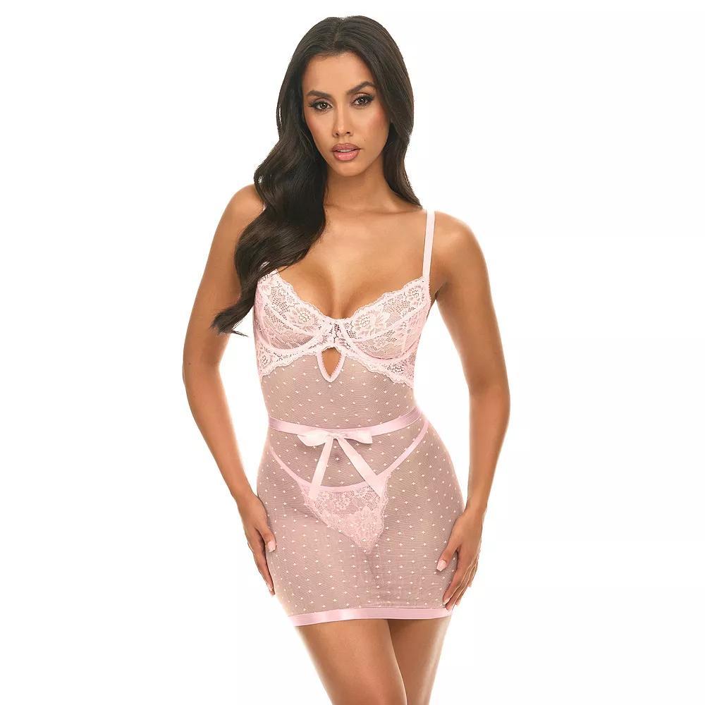 Oh La La Cheri Josie Babydoll & Panty Set 70-12025, Women's, Size: Medium, Pink Product Image