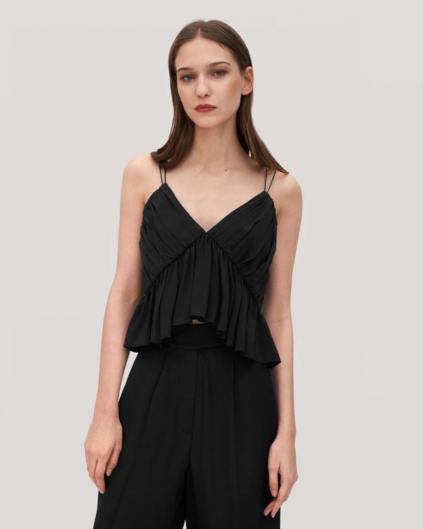 Versatile Pleated Silk Magnolia Camisole Product Image