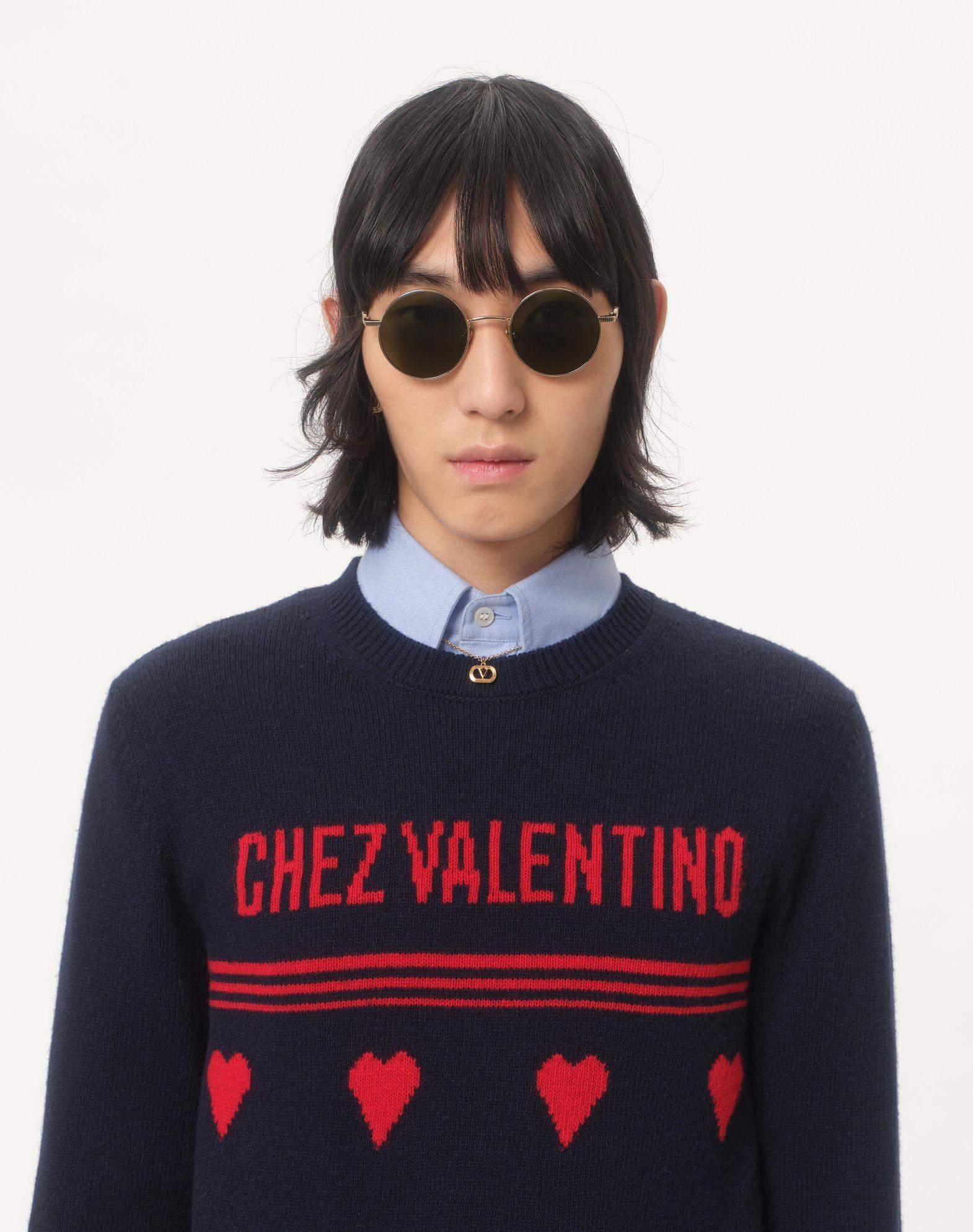 Wool Sweater With Chez Valentino Jacquard Motif Product Image