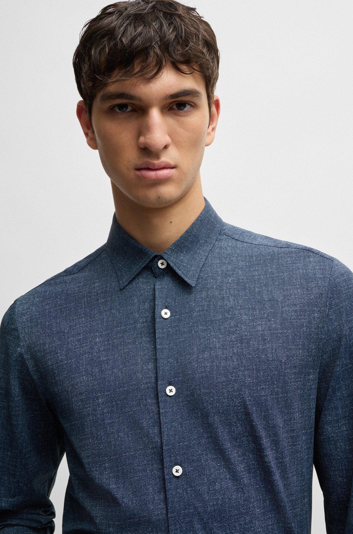 Slim-fit shirt in printed performance-stretch material Product Image
