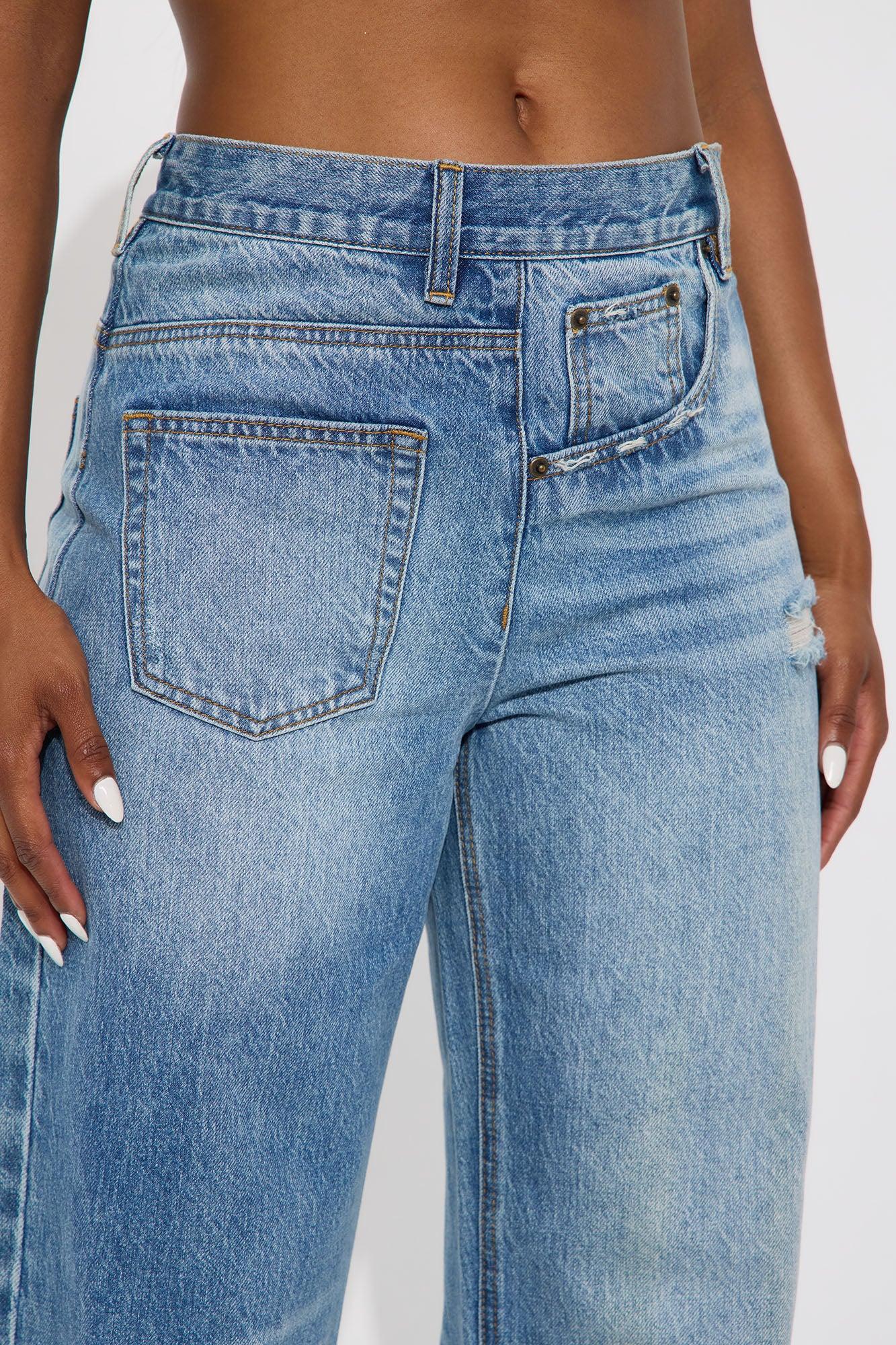 Look Sideways Wide Leg Jeans - Medium Wash Product Image