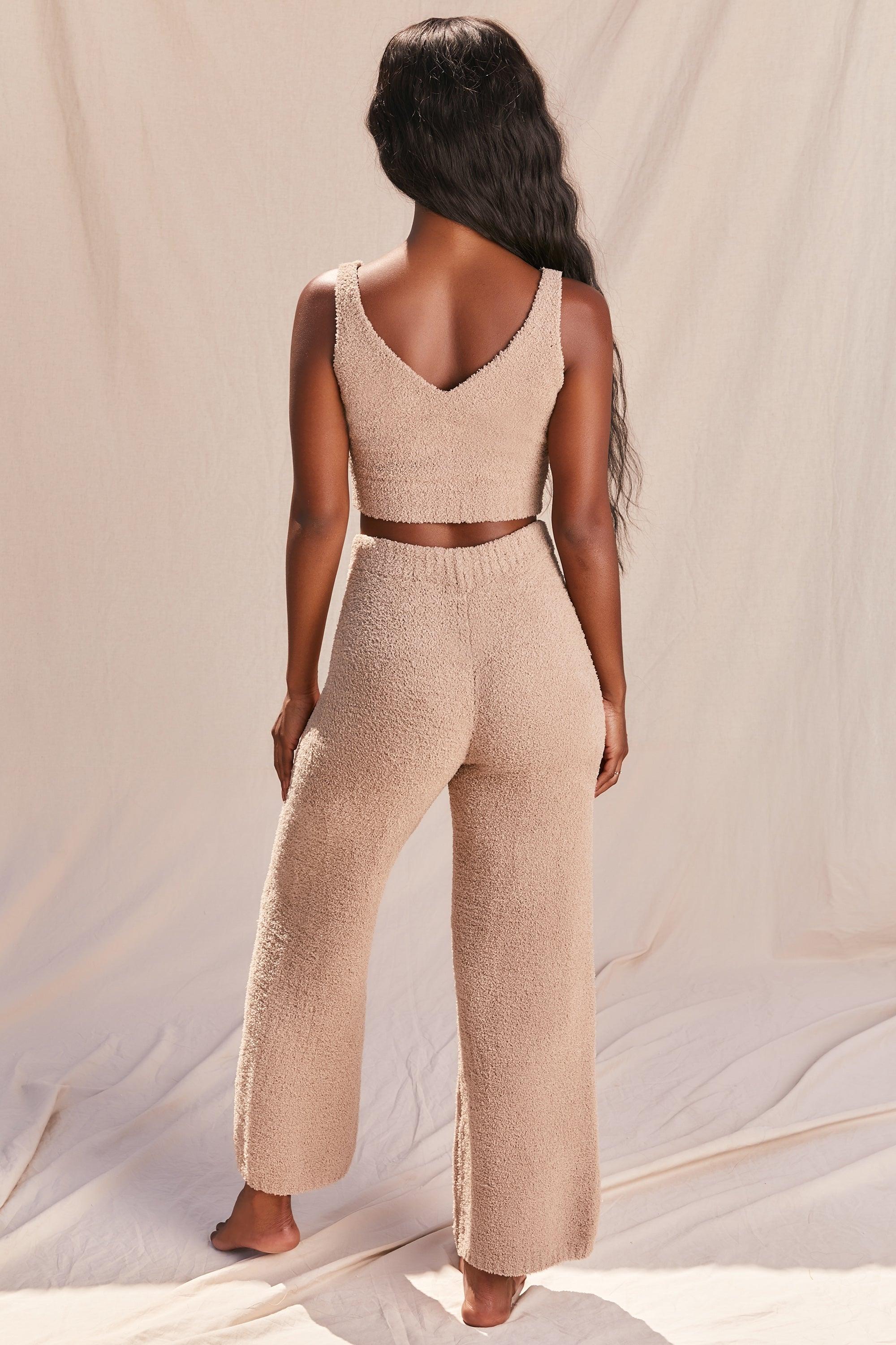 Cosy V Neck Tank Top in Sand Product Image