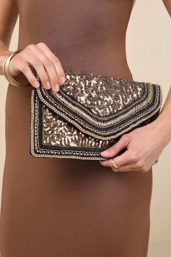 Major Adornment Black Sequin Clutch Product Image