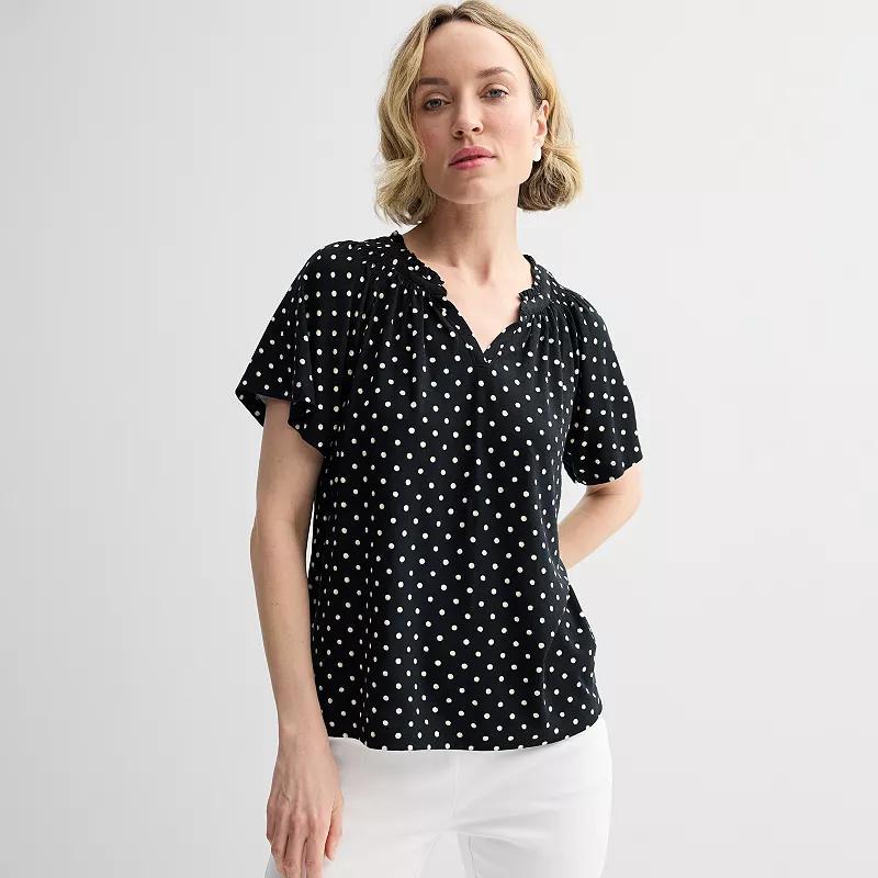 Women's Croft & Barrow® Smocked Raglan Top, Size: Small, Blue Crafted Garden Product Image