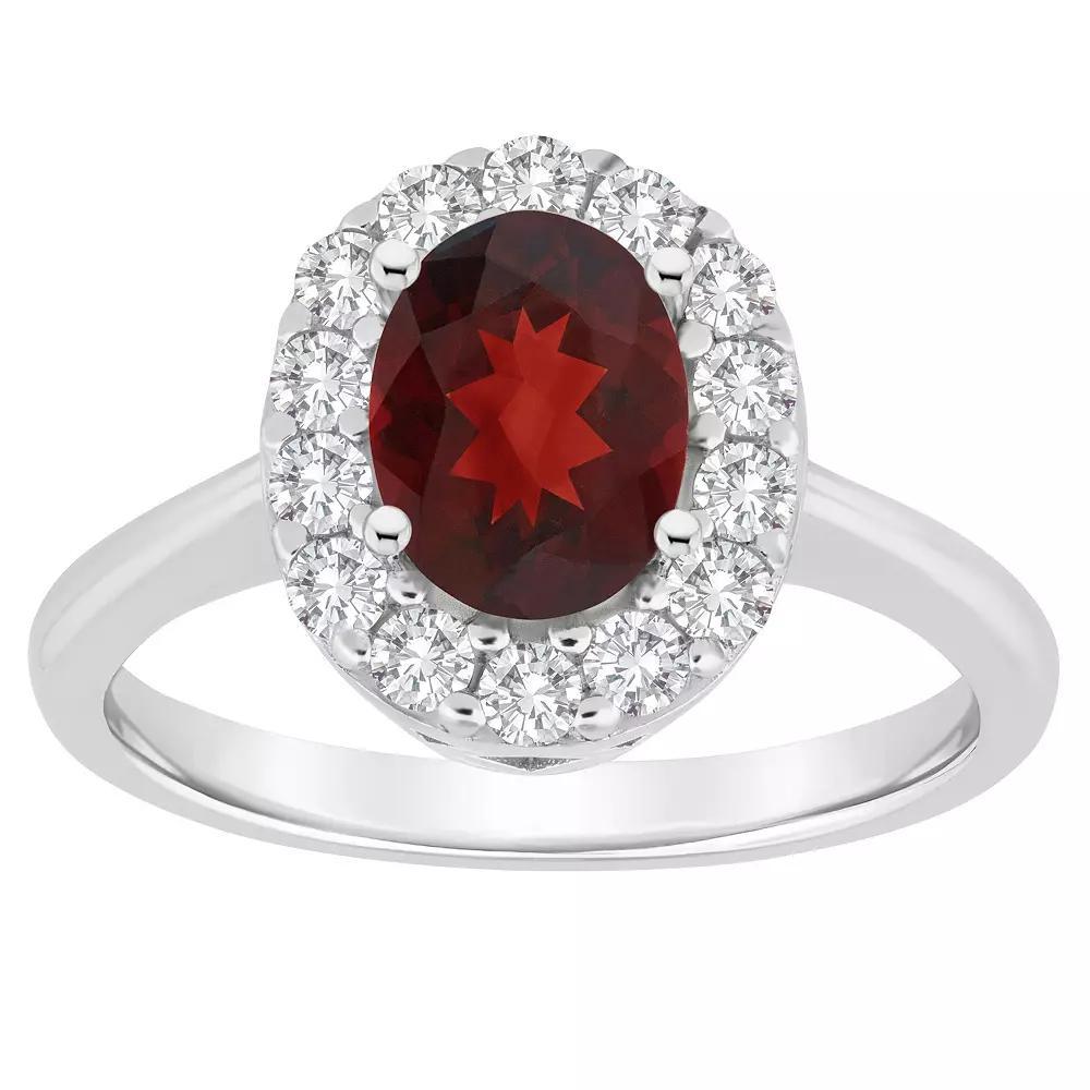 Celebration Gems Sterling Silver Gemstone Halo Ring, Womens Red Product Image