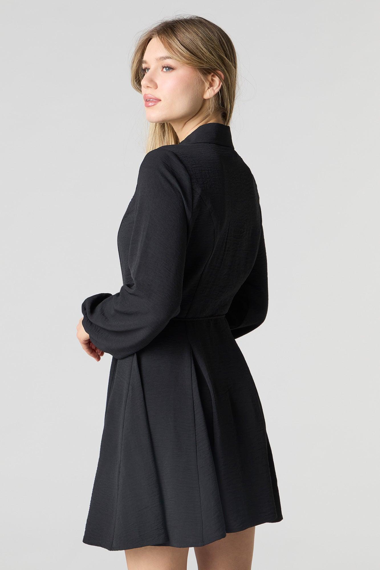 Button-Up Long Sleeve Mini Dress Female Product Image