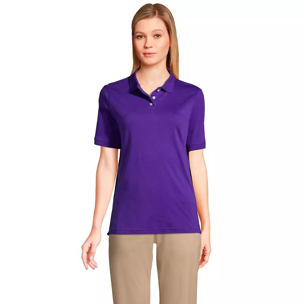 Women's Tall Lands' End School Uniform Short Sleeve Interlock Polo, Size: Small Tall, Blue Product Image