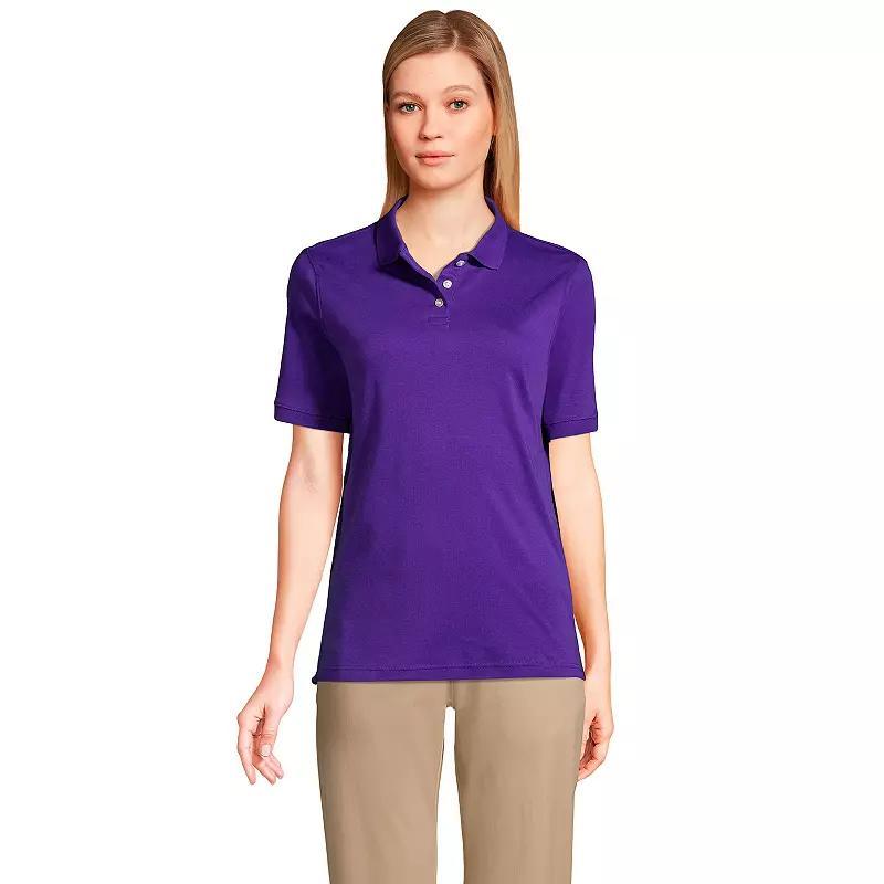 Women's Tall Lands' End School Uniform Short Sleeve Interlock Polo, Size: Small Tall, Blue Product Image
