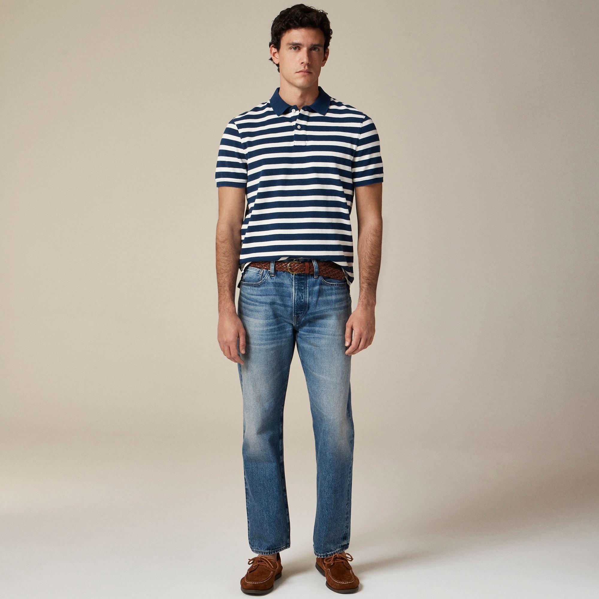 Washed piqué polo shirt in stripe Product Image