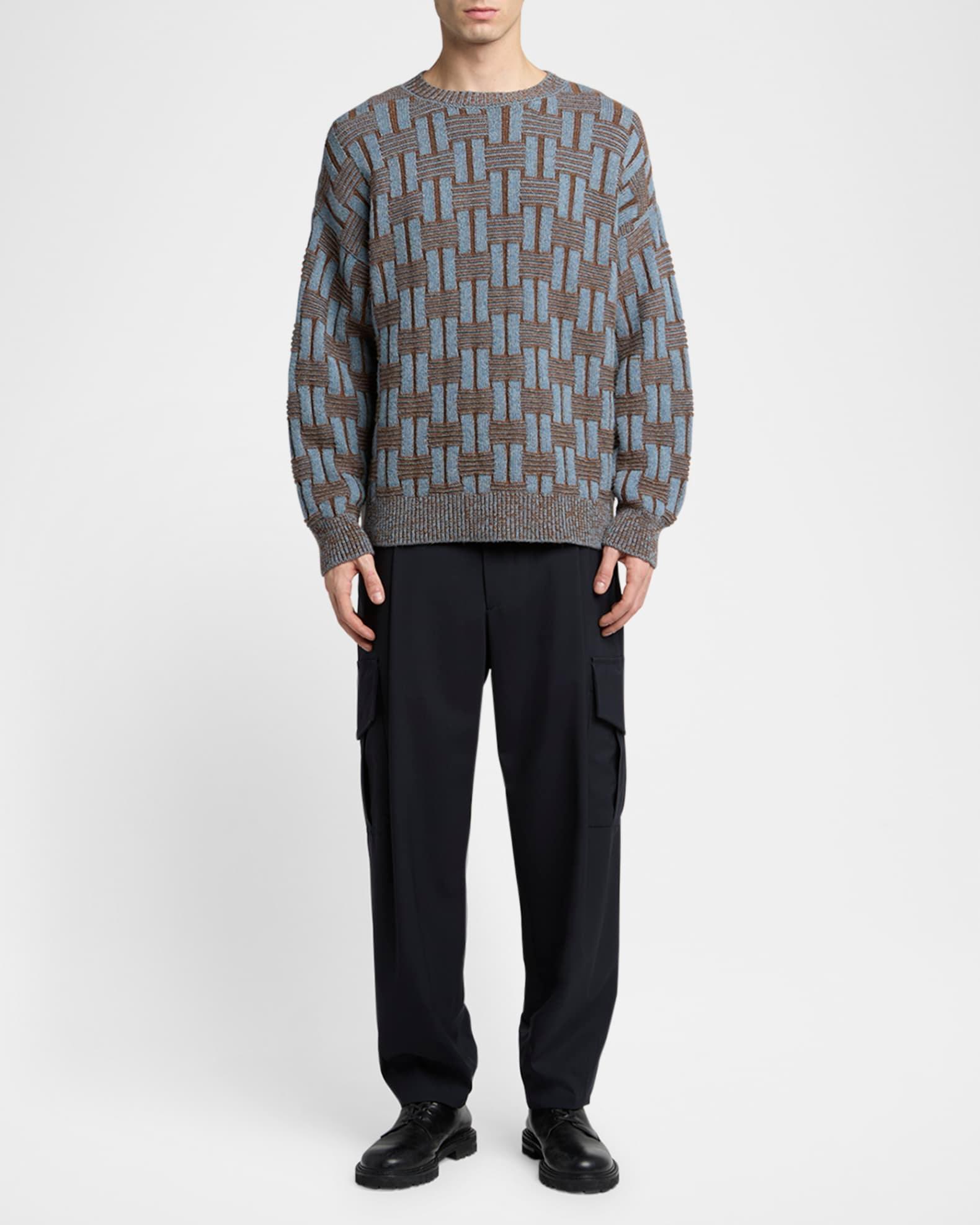 Men's Basketweave Wool Crewneck Sweater Product Image