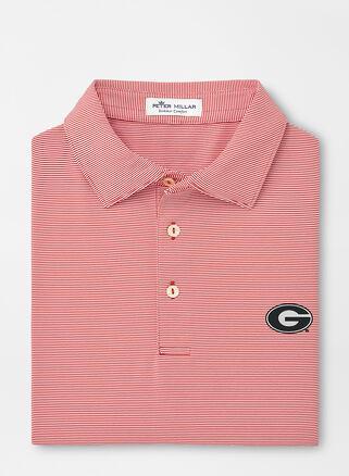 Peter Millar Mens Georgia Jubilee Stripe Performance Polo | Color: Red | Size: XL | UGA Product Image