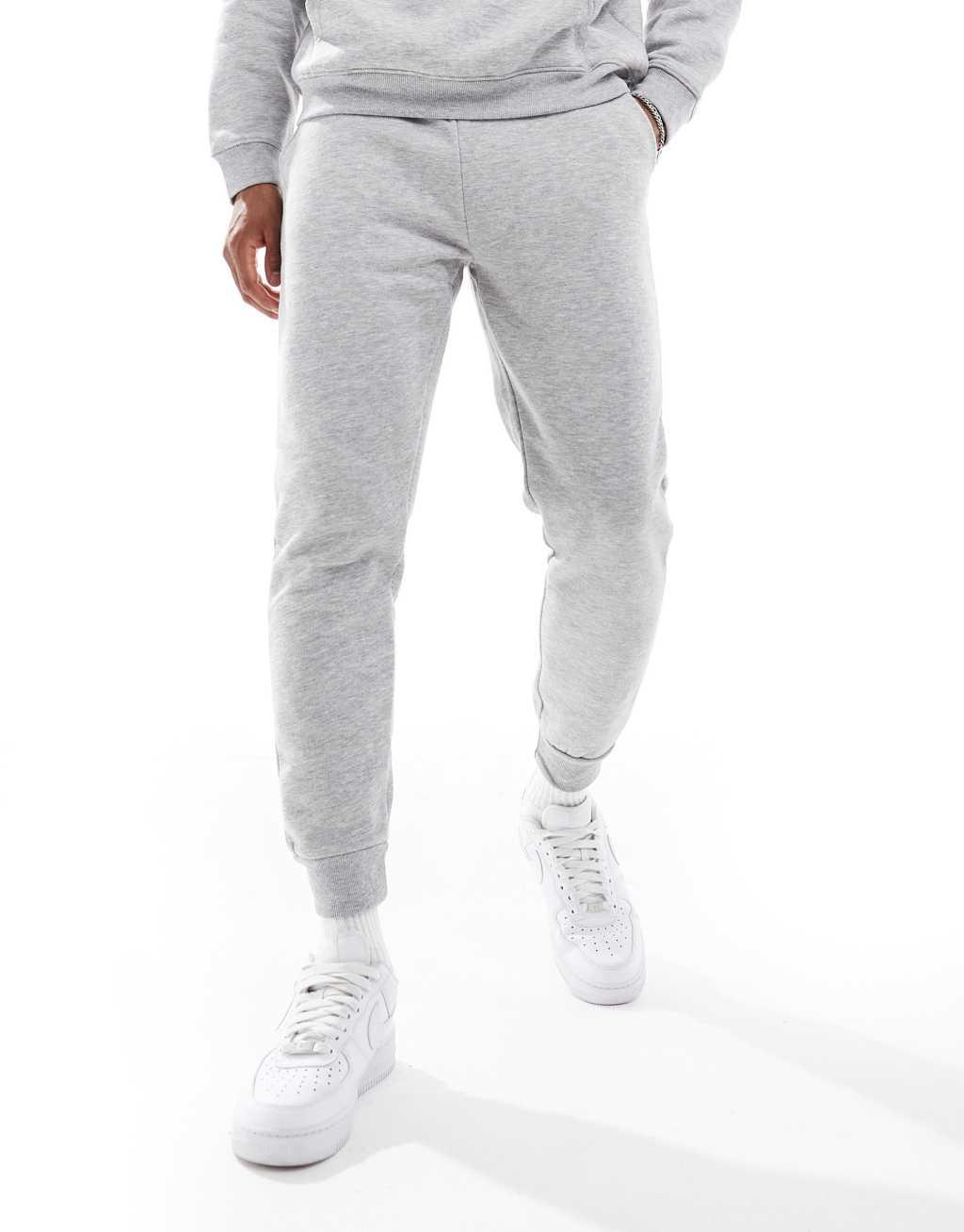 DTT overhead hoodie & sweatpants tracksuit set in light gray heather Product Image