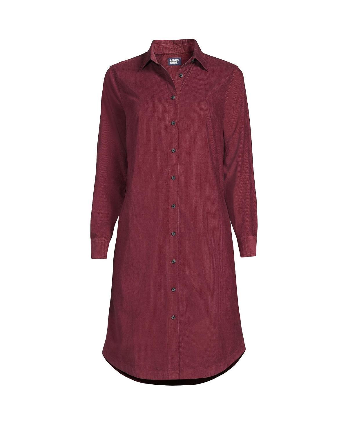 Women's Lands' End Pinwale Cord Button Front Dress, Size: Medium, Rich Red Product Image
