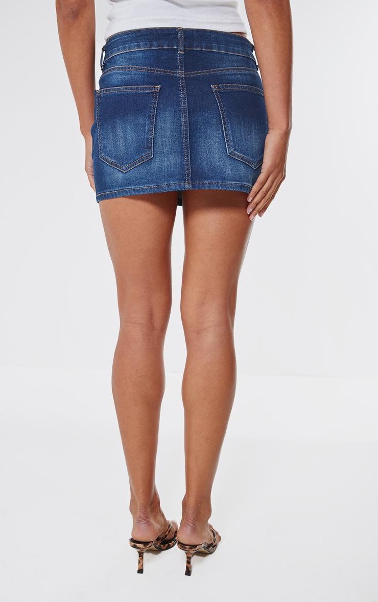 Indigo Button Waistband Denim Mini Skirt Product Image