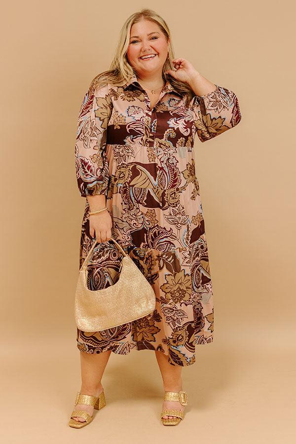Wine Mixer Meet Up Satin Floral Midi Curves Product Image