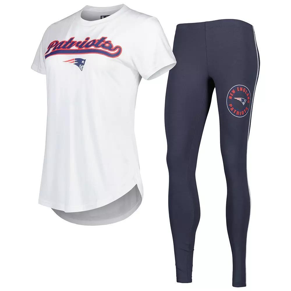 Women's Concepts Sport White/Charcoal New England Patriots Sonata T-Shirt & Leggings Sleep Set, Size: Large Product Image